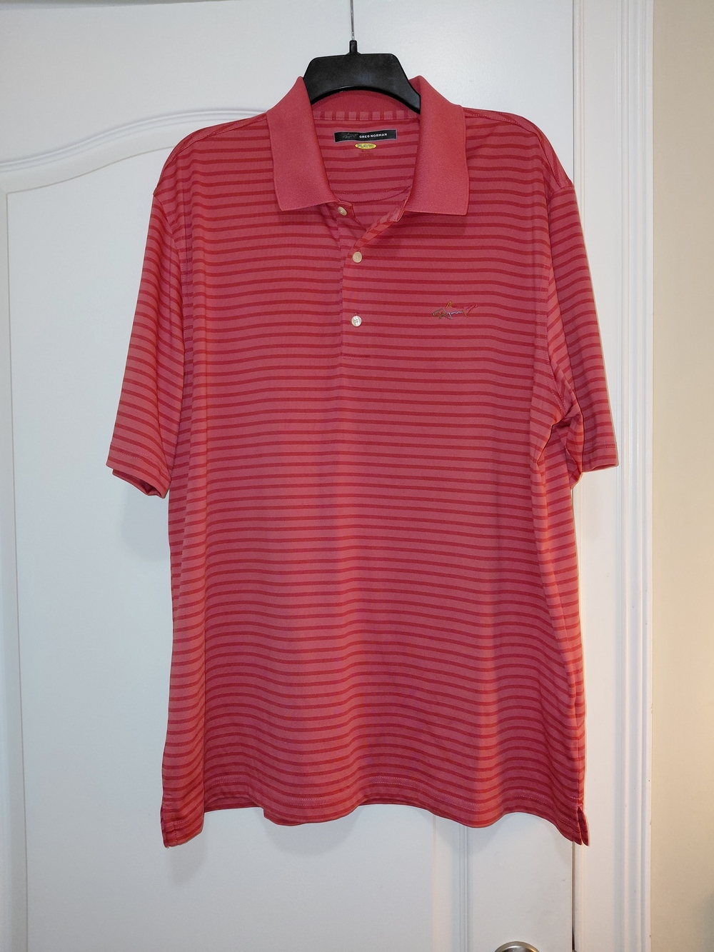 Greg Norman Collection Red Striped Polo Shirt